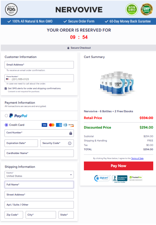 NervoVive Official Website Secure Order Page